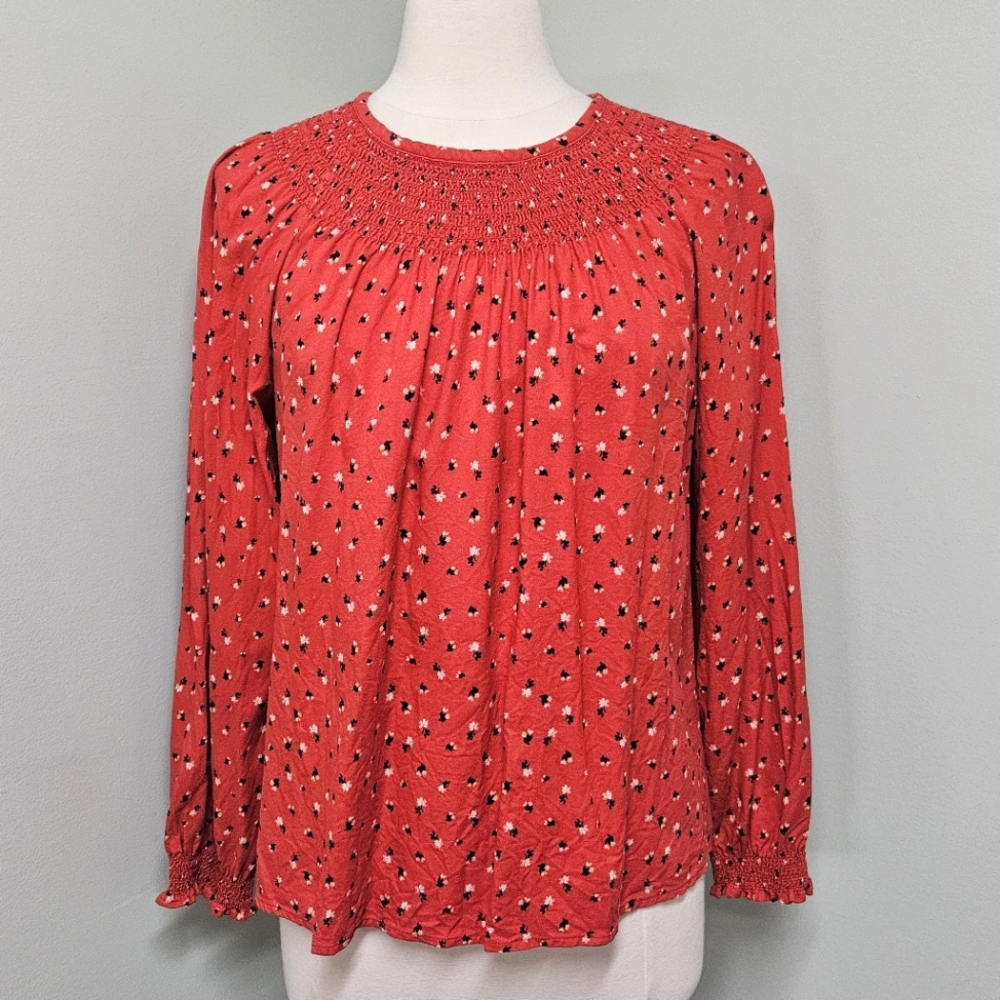 Sonoma Flowy Longsleeve Boho Hippie 70s Cottagecore Prairie Print Floral Red XL